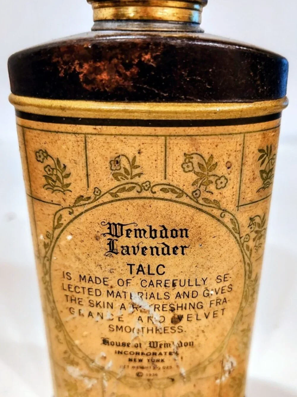 Original 1936 WEMBDON Lavender Talc Powder Tin, House Of Wembdon, Full Tin